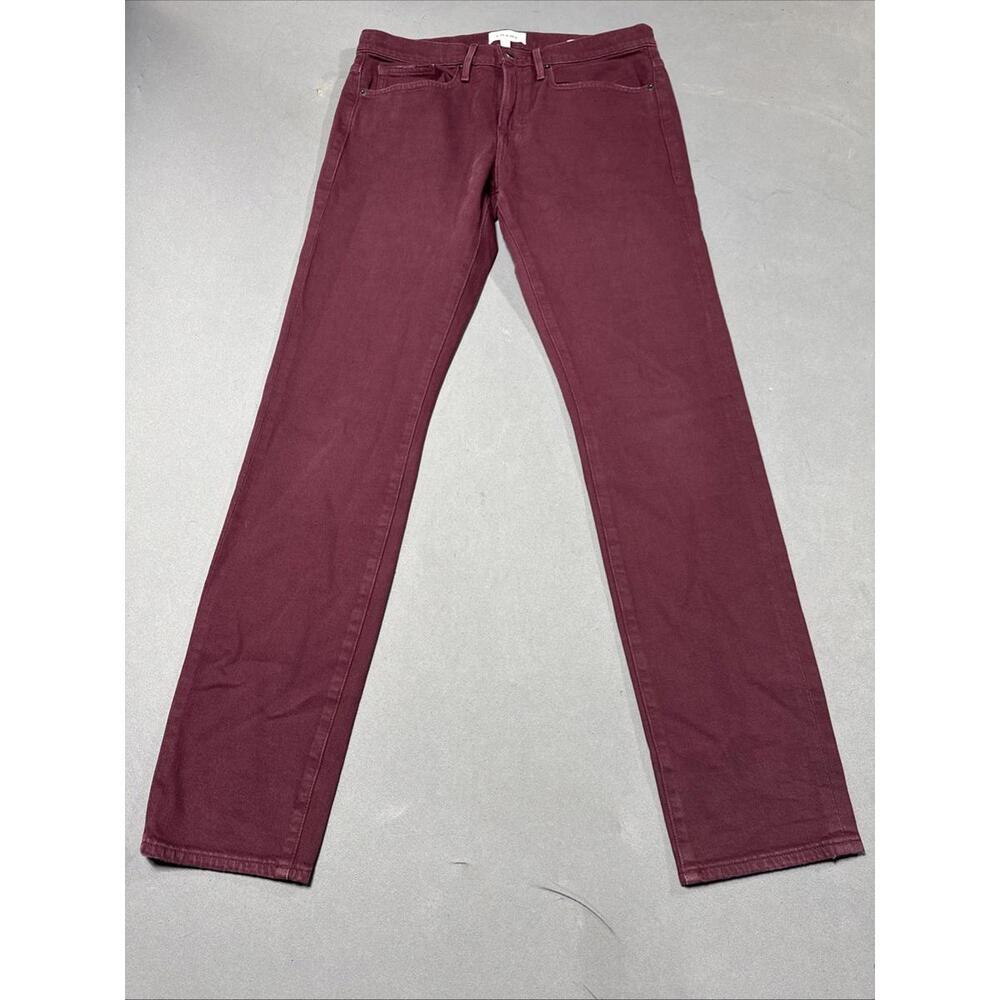 FRAME L'Homme Slim Fit Burgundy Jeans Mens Size 32 Casual Denim Pants